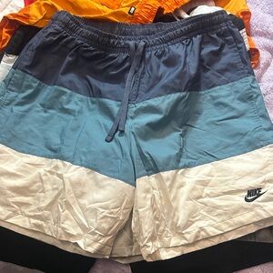 Nike Men's Blue Teal White Colorblock Swim Shorts